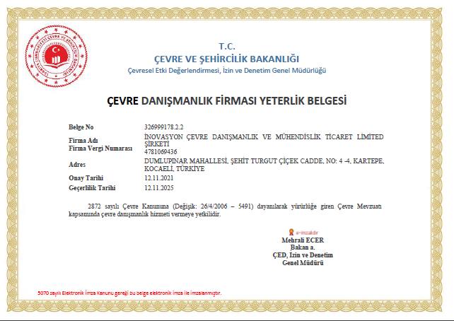 Çevre Danışmanlık Yeterlilik Belgesi